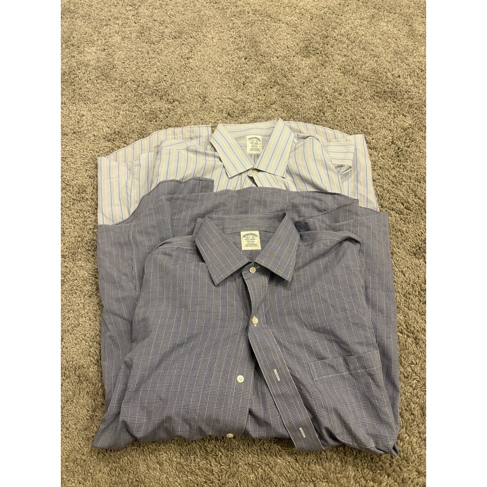 Lot of 2 Brooks Brothers Regent Dress Shirts 16.5 - 35 Striped Patterned Cotton
